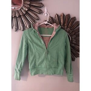 LL Bean Kids Sherpa Lined Zip Hoodie Mint Green 10-12 M